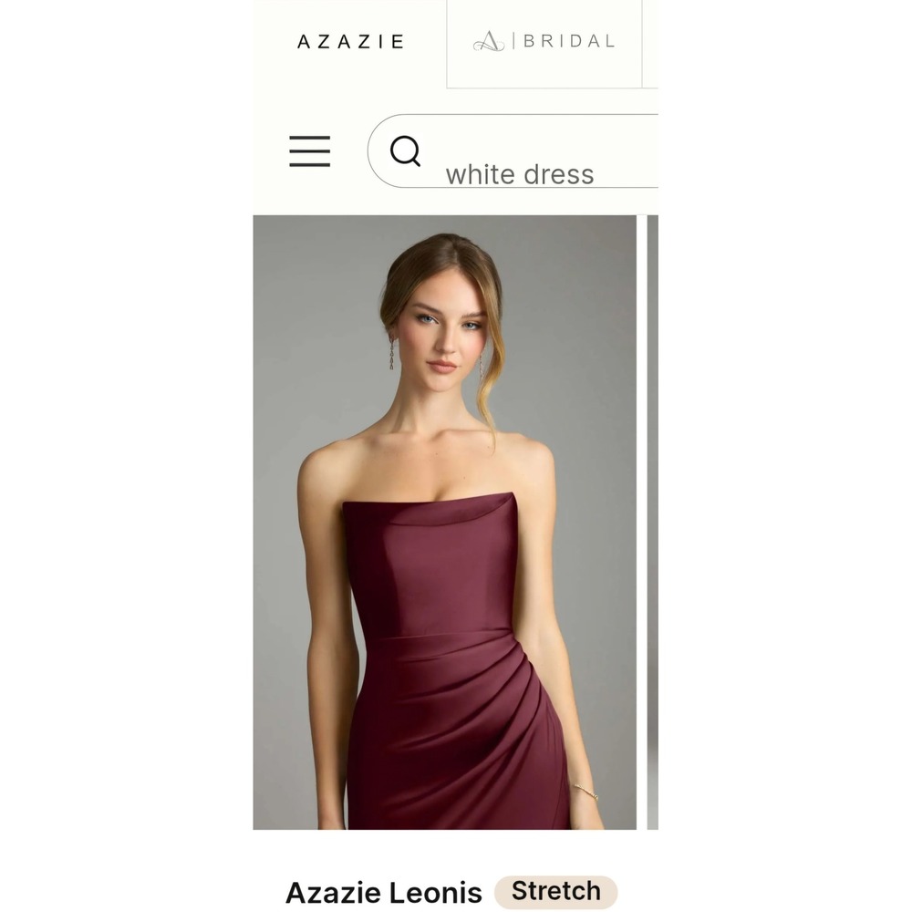 Azazie Leonis Cabernet Strapless Ruched Bridesmaid Dress Size A0 New